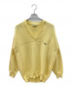 CHEMISE LACOSTEシュミーズ ラコステ）の古着「70sVネックニット 70s後期 古着」｜イエロー