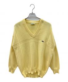 CHEMISE LACOSTE（シュミーズ ラコステ）の古着「70sVネックニット 70s後期 古着」｜イエロー