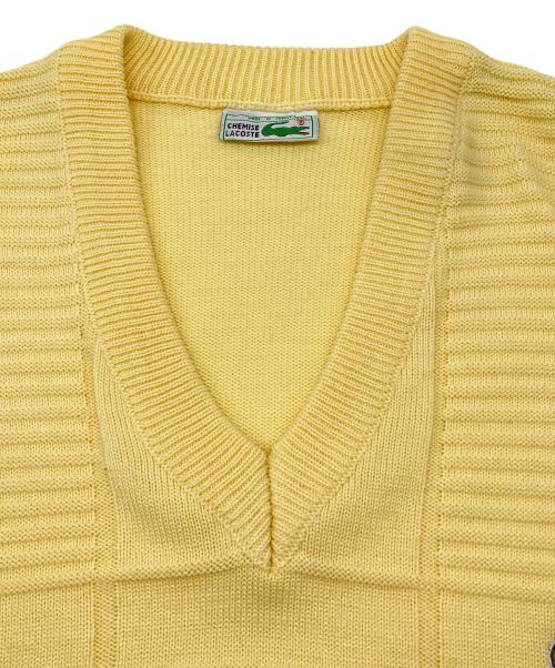 CHEMISE LACOSTE（シュミーズ ラコステ）CHEMISE LACOSTE (シュミーズ ラコステ) 70sVネックニット 70s後期 古着 イエロー サイズ:XXLの古着・服飾アイテム