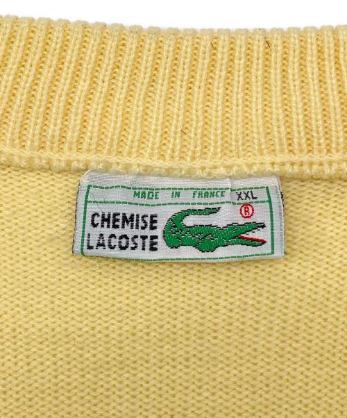CHEMISE LACOSTE（シュミーズ ラコステ）CHEMISE LACOSTE (シュミーズ ラコステ) 70sVネックニット 70s後期 古着 イエロー サイズ:XXLの古着・服飾アイテム