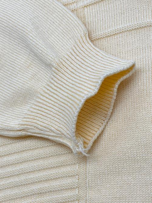 CHEMISE LACOSTE（シュミーズ ラコステ）CHEMISE LACOSTE (シュミーズ ラコステ) 70sVネックニット 70s後期 古着 イエロー サイズ:XXLの古着・服飾アイテム