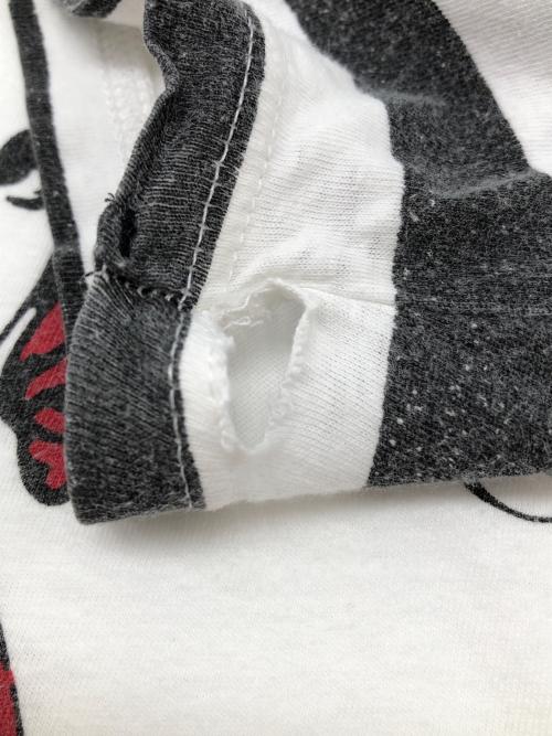 Hysteric Glamour（ヒステリックグラマー）Hysteric Glamour (ヒステリックグラマー) ボーダースリーブプリントTシャツ ホワイト×ブラック サイズ:Mの古着・服飾アイテム