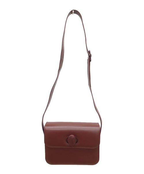 Cartier（カルティエ）Cartier (カルティエ) ターンロックショルダーバッグ　マストライン ワインレッドの古着・服飾アイテム