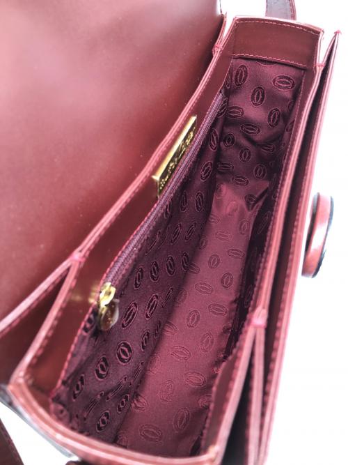 Cartier（カルティエ）Cartier (カルティエ) ターンロックショルダーバッグ　マストライン ワインレッドの古着・服飾アイテム