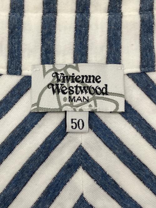 Vivienne Westwood man（ヴィヴィアン ウェストウッド マン）Vivienne Westwood man (ヴィヴィアン ウェストウッド マン) 半袖ボーダーシャツ 16SS Y2K ホワイト×ネイビー サイズ:50の古着・服飾アイテム
