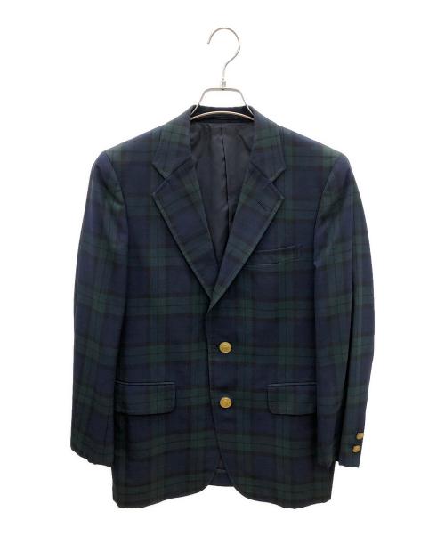 J.PRESS（ジェイプレス）J.PRESS (ジェイプレス) 3Bテーラードジャケット　タータンチェック ネイビー×グリーン サイズ:C-90 W-78 T-165の古着・服飾アイテム