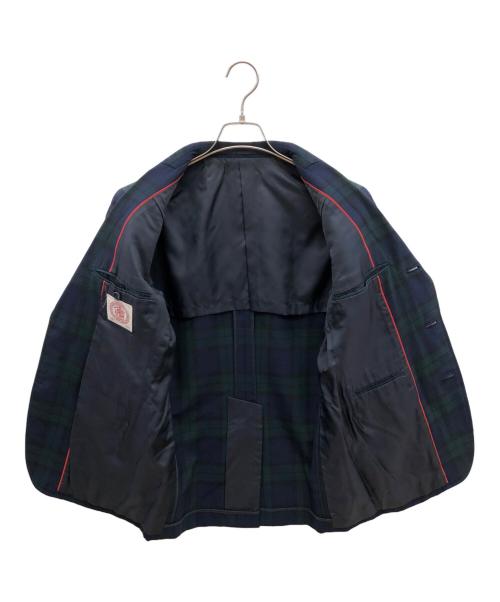 J.PRESS（ジェイプレス）J.PRESS (ジェイプレス) 3Bテーラードジャケット　タータンチェック ネイビー×グリーン サイズ:C-90 W-78 T-165の古着・服飾アイテム