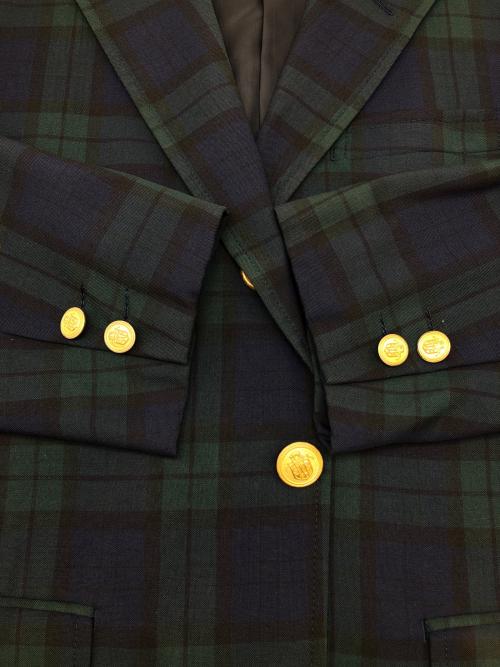 J.PRESS（ジェイプレス）J.PRESS (ジェイプレス) 3Bテーラードジャケット　タータンチェック ネイビー×グリーン サイズ:C-90 W-78 T-165の古着・服飾アイテム