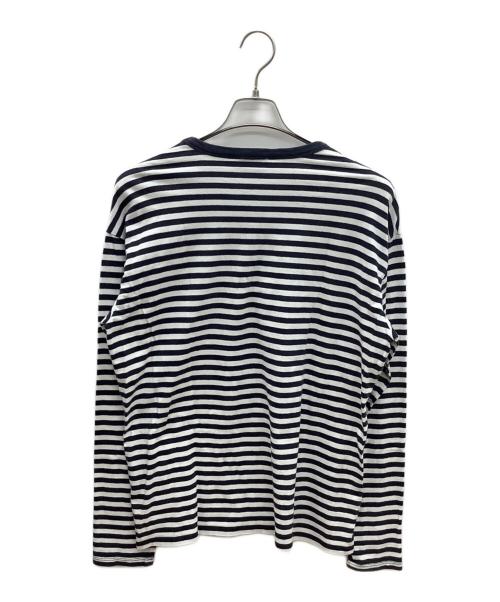 maison kitsune（メゾンキツネ）maison kitsune (メゾンキツネ) 長袖カットソー ホワイト×ブラック サイズ:Sの古着・服飾アイテム