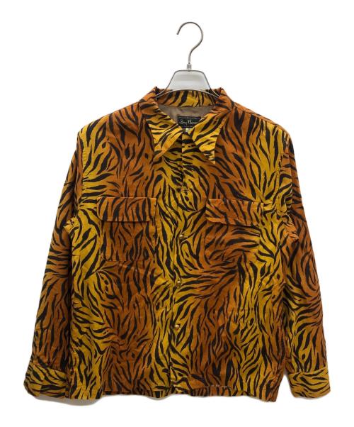 Dry Bones（ドライボーンズ）Dry Bones (ドライボーンズ) レオパード柄シャツ オレンジ×ブラック サイズ:38(M)の古着・服飾アイテム