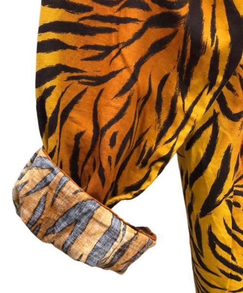 Dry Bones（ドライボーンズ）Dry Bones (ドライボーンズ) レオパード柄シャツ オレンジ×ブラック サイズ:38(M)の古着・服飾アイテム