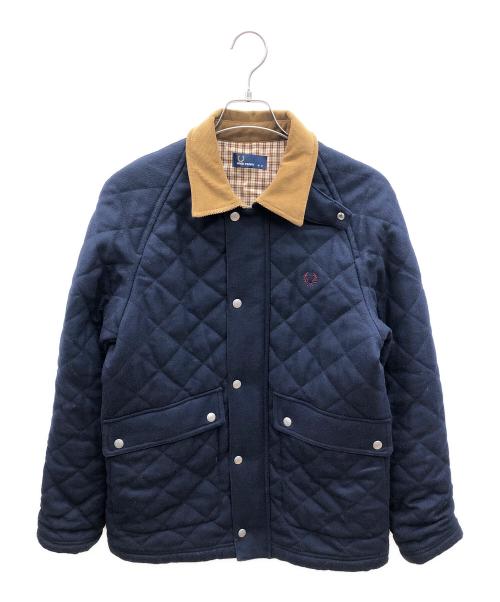 FRED PERRY（フレッドペリー）FRED PERRY (フレッドペリー) キルティングハンティングジャケット ネイビー×ブラウン サイズ:Mの古着・服飾アイテム