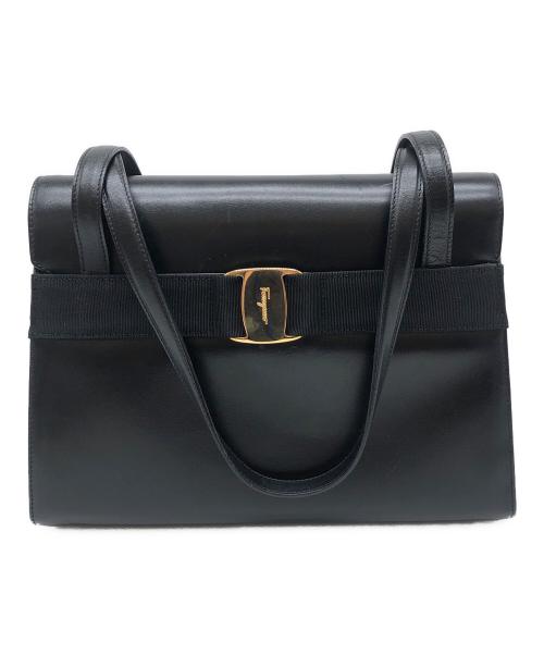 Salvatore Ferragamo（サルヴァトーレ フェラガモ）Salvatore Ferragamo (サルヴァトーレ フェラガモ) ハンドバッグ　ヴァラリボン ブラックの古着・服飾アイテム