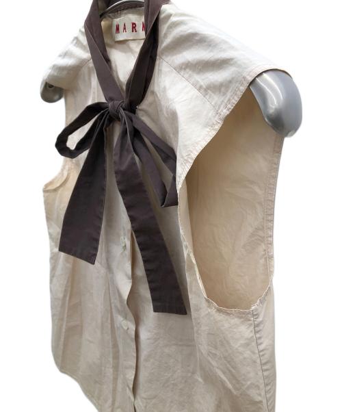 MARNI（マルニ）MARNI (マルニ) ノースリーブブラウス アイボリー×ブラウン サイズ:40の古着・服飾アイテム