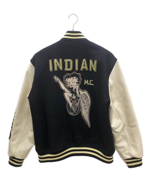 INDIAN MOTORCYCLE（インディアンモーターサイクル）INDIAN MOTORCYCLE (インディアンモーターサイクル) BETTY BOOP (ベティー・ブープ) スタジャン ブラック×アイボリー サイズ:XXLの古着・服飾アイテム