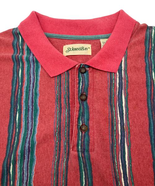 ST JOHN'S BAY（セントジョンズベイ）ST JOHN'S BAY (セントジョンズベイ) 90sポロシャツ レッド×グリーン サイズ:Lの古着・服飾アイテム