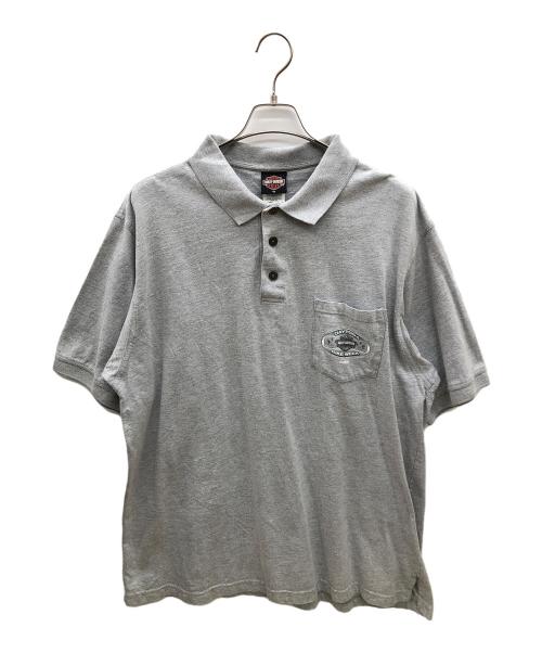 HARLEY-DAVIDSON（ハーレーダビッドソン）HARLEY-DAVIDSON (ハーレーダビッドソン) HOLOUBEK (ホロウベック) 90sプリントポロシャツ　古着 グレー サイズ:XLの古着・服飾アイテム