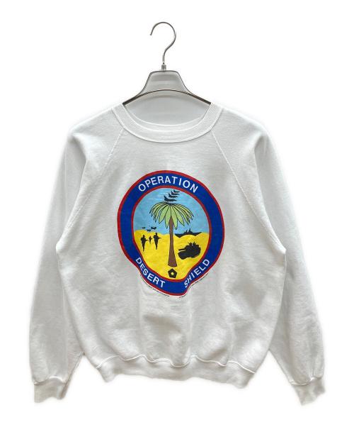 Hanes（ヘインズ）Hanes (ヘインズ) 90sラグランスウェット 湾岸戦争 USA製 古着 ホワイト サイズ:XLの古着・服飾アイテム