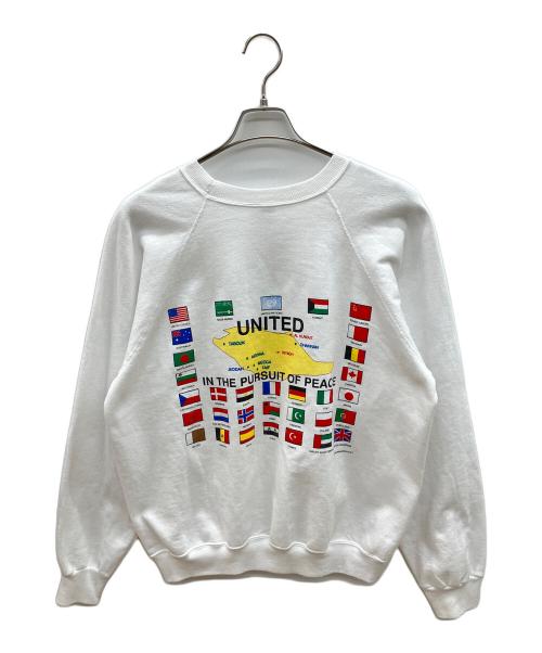 Hanes（ヘインズ）Hanes (ヘインズ) 90sラグランスウェット 湾岸戦争 USA製 古着 ホワイト サイズ:XLの古着・服飾アイテム