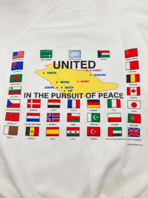 Hanes（ヘインズ）Hanes (ヘインズ) 90sラグランスウェット 湾岸戦争 USA製 古着 ホワイト サイズ:XLの古着・服飾アイテム