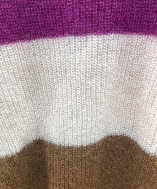 TARA JARMON（タラジャーモン）TARA JARMON (タラジャーモン) 厚手ニット ブラウン×パープル サイズ:バスト90　身長164　40サイズ(SIZE L)の古着・服飾アイテム