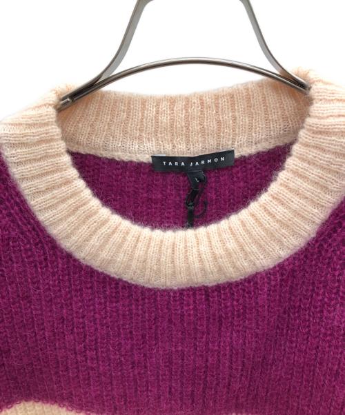 TARA JARMON（タラジャーモン）TARA JARMON (タラジャーモン) 厚手ニット ブラウン×パープル サイズ:バスト90　身長164　40サイズ(SIZE L)の古着・服飾アイテム