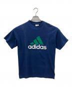 adidasアディダス）の古着「90sロゴプリントシャツ　万国旗タグ」｜ネイビー×グリーン