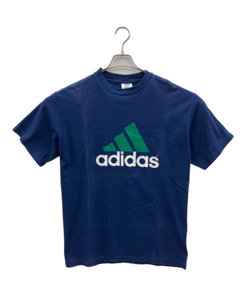 adidas（アディダス）adidas (アディダス) 90sロゴプリントシャツ　万国旗タグ ネイビー×グリーン サイズ:Sの古着・服飾アイテム