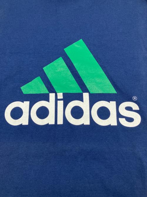 adidas（アディダス）adidas (アディダス) 90sロゴプリントシャツ　万国旗タグ ネイビー×グリーン サイズ:Sの古着・服飾アイテム
