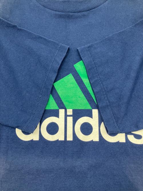 adidas（アディダス）adidas (アディダス) 90sロゴプリントシャツ　万国旗タグ ネイビー×グリーン サイズ:Sの古着・服飾アイテム