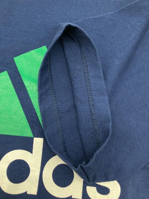 adidas（アディダス）adidas (アディダス) 90sロゴプリントシャツ　万国旗タグ ネイビー×グリーン サイズ:Sの古着・服飾アイテム