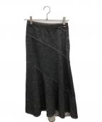 BURBERRY LONDONバーバリーロンドン）の古着「デニムロングフレアスカート」｜ブラック