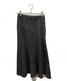 BURBERRY LONDON（バーバリーロンドン）の古着「デニムロングフレアスカート」｜ブラック