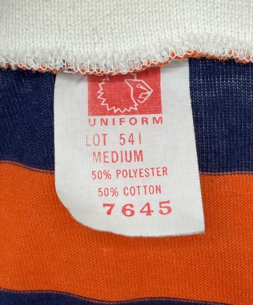 Lion UNIFORM（ライオン ユニフォーム）Lion UNIFORM (ライオン ユニフォーム) 70sポロシャツ オレンジ×ネイビー サイズ:Ｍの古着・服飾アイテム