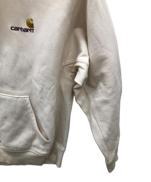 CarHartt（カーハート）CarHartt (カーハート) HOODED AMERICAN SCRIPT SWEATSHIRT アイボリー サイズ:Mの古着・服飾アイテム
