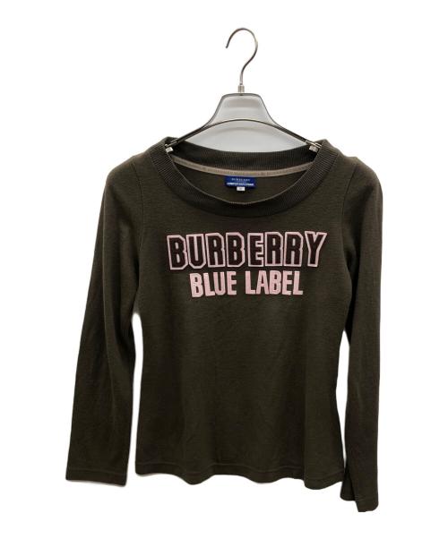 BURBERRY BLUE LABEL（バーバリーロンドンブルーレーベル）BURBERRY BLUE LABEL (バーバリーロンドンブルーレーベル) ロゴ刺繍ニット ブラウン サイズ:38の古着・服飾アイテム
