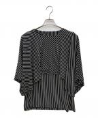 MM6 Maison Margielaエムエムシックスメゾンマルジェラ）の古着「デザインストライプブラウス」｜ブラック×ホワイト