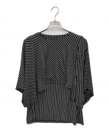 MM6 Maison Margiela（エムエムシックスメゾンマルジェラ）の古着「デザインストライプブラウス」｜ブラック×ホワイト