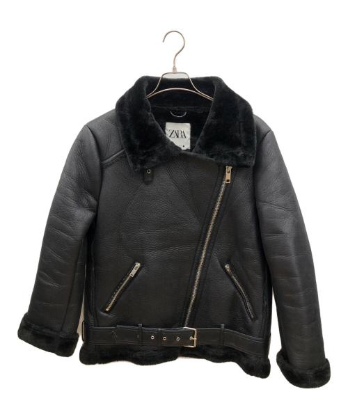 ZARA（ザラ）ZARA (ザラ) フェイクムートンライダースジャケット ブラック サイズ:Lの古着・服飾アイテム