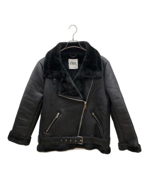 ZARA（ザラ）ZARA (ザラ) フェイクムートンライダースジャケット ブラック サイズ:Lの古着・服飾アイテム