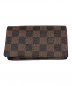 LOUIS VUITTONルイ ヴィトン）の古着「ダミエ　ポルトモネ・ビエ・トレゾール」｜ブラウン×ブラック