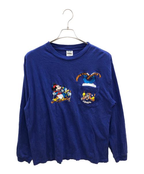 DISNEY（ディズニー）DISNEY (ディズニー) 90s刺繍カットソー　古着 ブルー サイズ:Lの古着・服飾アイテム
