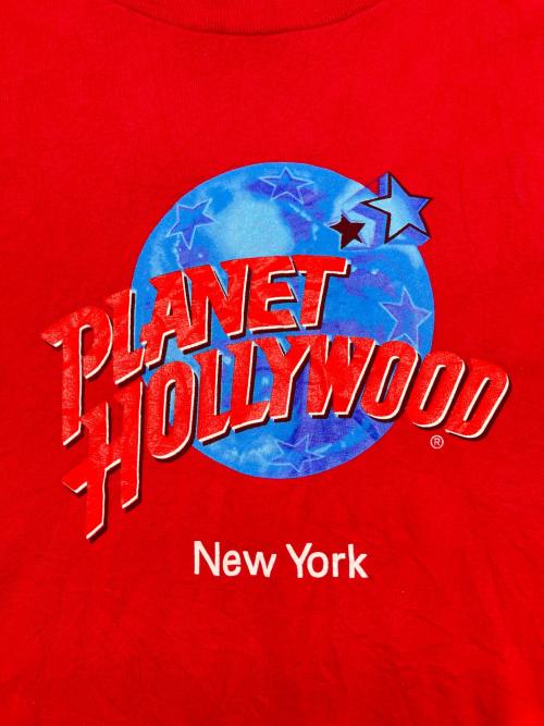 PLANET HOLLYWOOD（プラネットハリウッド）PLANET HOLLYWOOD (プラネットハリウッド) 90sプリントTシャツ　ニューヨーク　シングルステッチ レッド サイズ:Lの古着・服飾アイテム