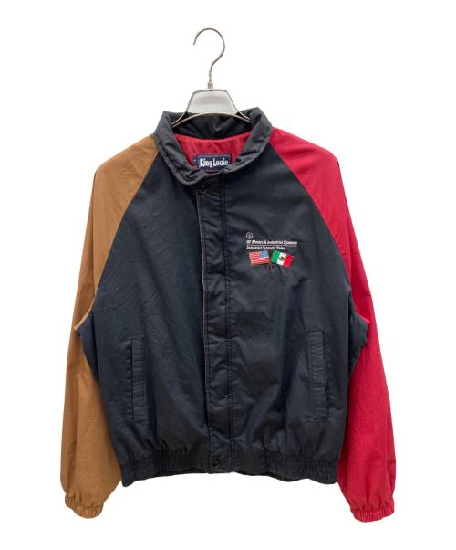 KING LOUIE（キングルイ）KING LOUIE (キングルイ) 80sジップアップブルゾン 紺タグ 古着 ブラック×ブラウン×レッド サイズ:Lの古着・服飾アイテム