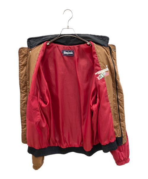 KING LOUIE（キングルイ）KING LOUIE (キングルイ) 80sジップアップブルゾン 紺タグ 古着 ブラック×ブラウン×レッド サイズ:Lの古着・服飾アイテム