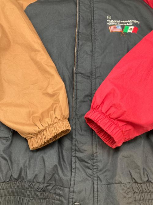 KING LOUIE（キングルイ）KING LOUIE (キングルイ) 80sジップアップブルゾン 紺タグ 古着 ブラック×ブラウン×レッド サイズ:Lの古着・服飾アイテム