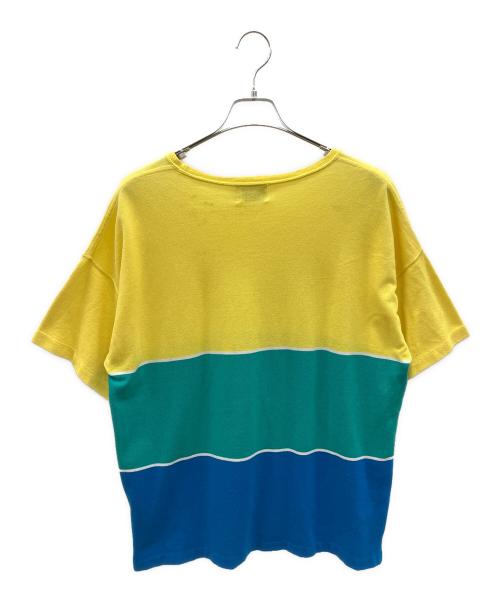 IZOD LACOSTE（アイゾッド ラコステ）IZOD LACOSTE (アイゾッド ラコステ) 70sロゴ刺繍Tシャツ　糸巻きタグ　古着 イエロー×グリーン×ブルー サイズ:XLの古着・服飾アイテム