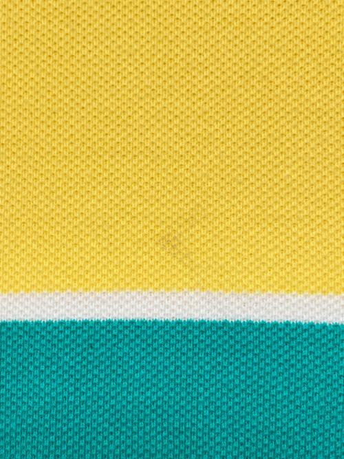 IZOD LACOSTE（アイゾッド ラコステ）IZOD LACOSTE (アイゾッド ラコステ) 70sロゴ刺繍Tシャツ　糸巻きタグ　古着 イエロー×グリーン×ブルー サイズ:XLの古着・服飾アイテム