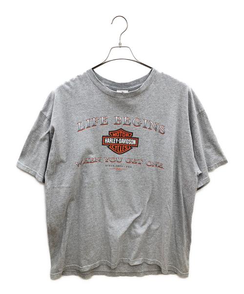 HARLEY-DAVIDSON（ハーレーダビッドソン）HARLEY-DAVIDSON (ハーレーダビッドソン) 00sロゴプリントTシャツ　コピーライト　2003年製 グレー サイズ:2XLの古着・服飾アイテム