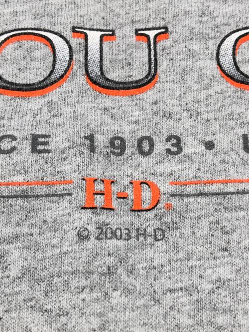 HARLEY-DAVIDSON（ハーレーダビッドソン）HARLEY-DAVIDSON (ハーレーダビッドソン) 00sロゴプリントTシャツ　コピーライト　2003年製 グレー サイズ:2XLの古着・服飾アイテム